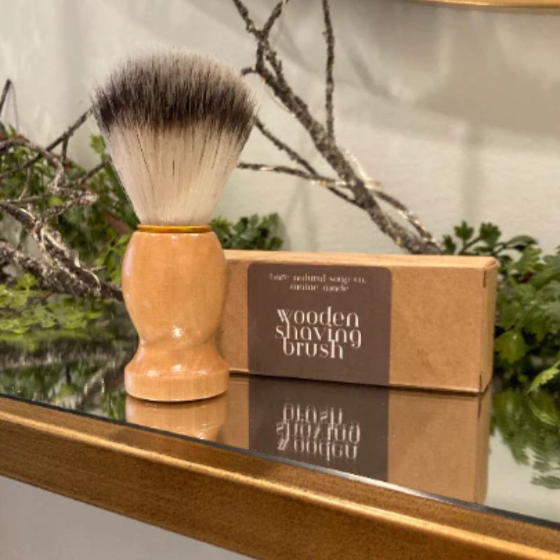 Wooden Handle Shaving Brush Bare Natural Soap Unpacked Living