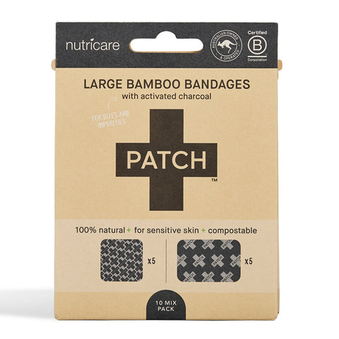 Activated Charcoal Adhesive Large Bandages - 10 strips