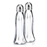 Curved Design Salt and Pepper Shakers Glass Set of 2