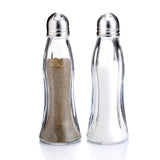 Curved Design Salt and Pepper Shakers Glass Set of 2