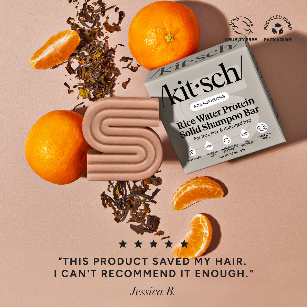 Rice Water Shampoo Bar for Hair Growth | Kitsch | Unpacked Living