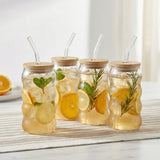 Glass Sippers 18oz. with Bamboo Lid and Straw