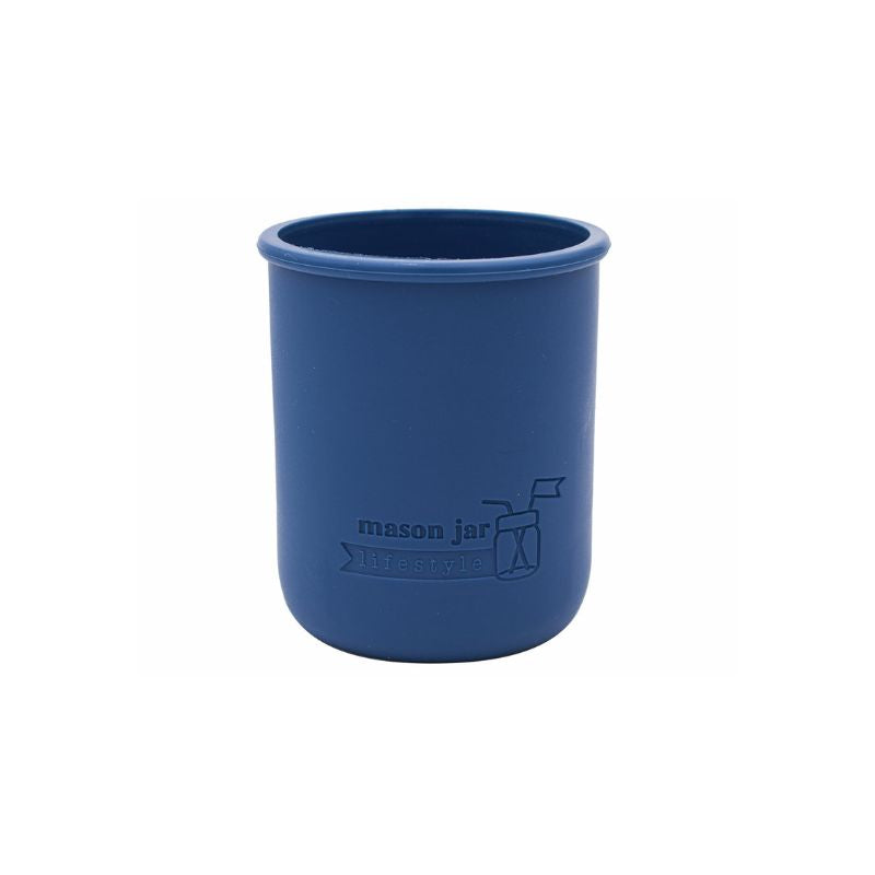 Silicone Sleeve for Wide Mouth Pint 16oz Mason Jars Midnight Blue