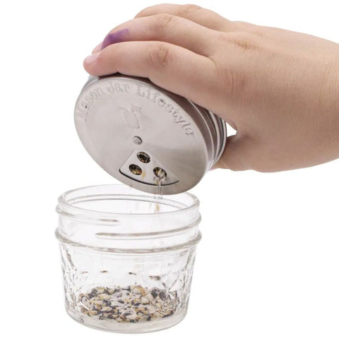 Stainless Steel Spice Shaker Lids for Regular Mouth Mason Jars – Unpacked  Living