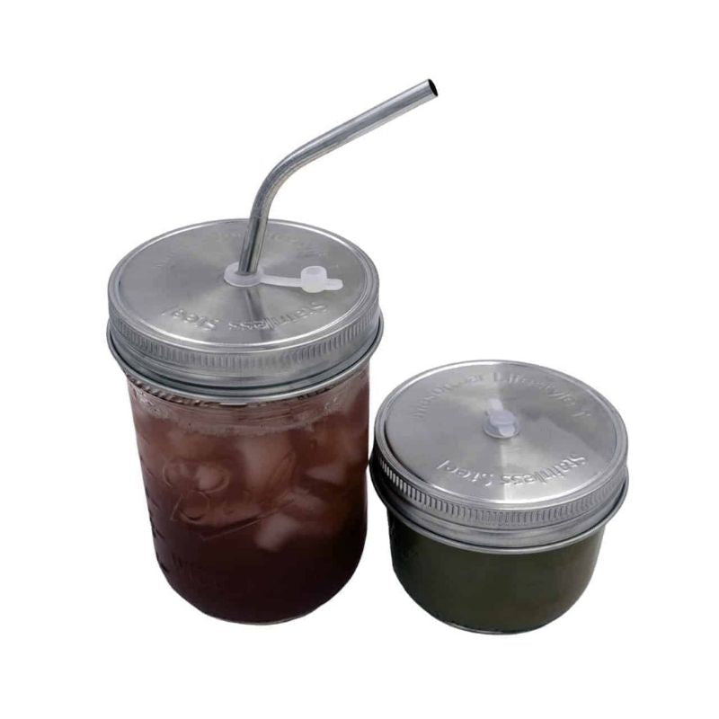 Drinking Jar w/ Gold Metal Lid & Straw Hole - 12/Case