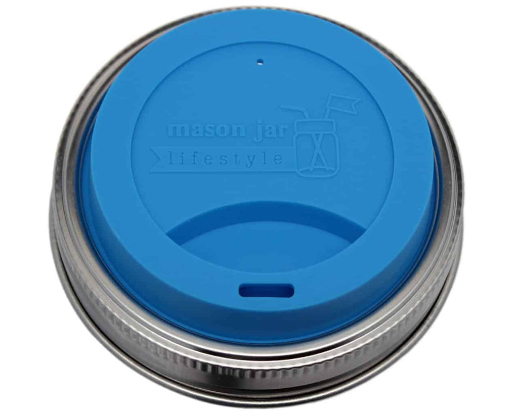 Silicone Mason Jar Lids with stainless steel band - GlassSipper