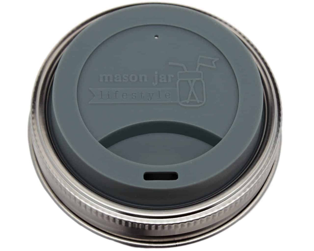 Silicone Mason Jar Lids with stainless steel band - GlassSipper