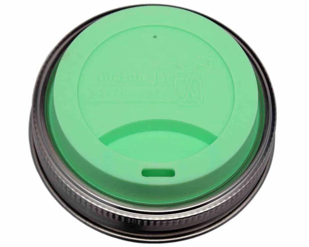 Silicone Mason Jar Lids with stainless steel band - GlassSipper