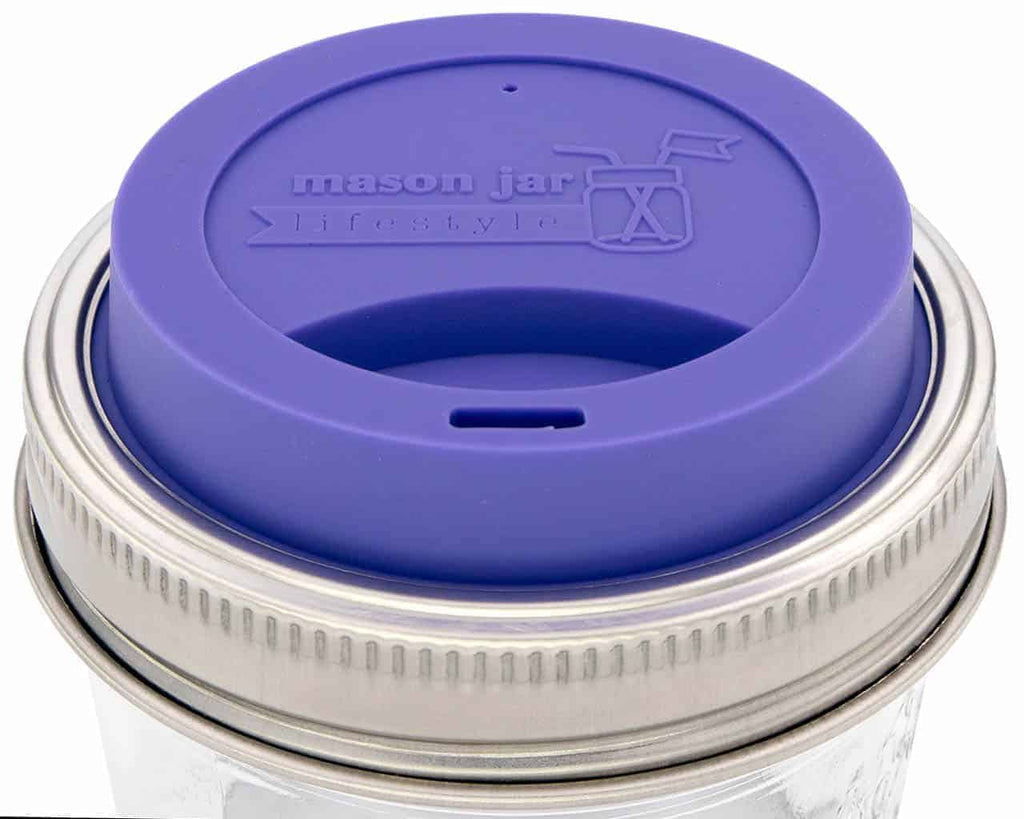 Leak Proof Silicone Chug Lids for Regular Mouth Mason Jars Ultra Violet