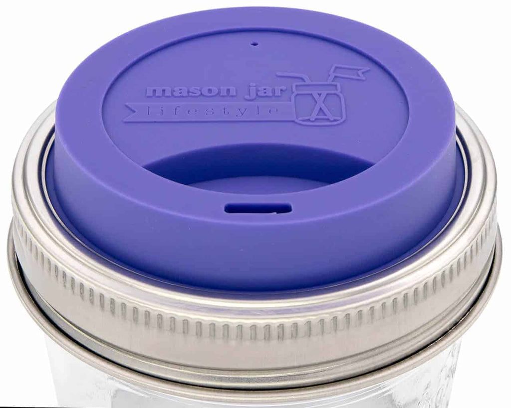 Silicone Mason Jar Lids with stainless steel band - GlassSipper