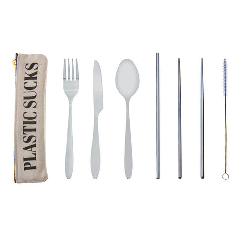 PLASTIC SUCKS Stainless Steel Mobile Cutlery Set